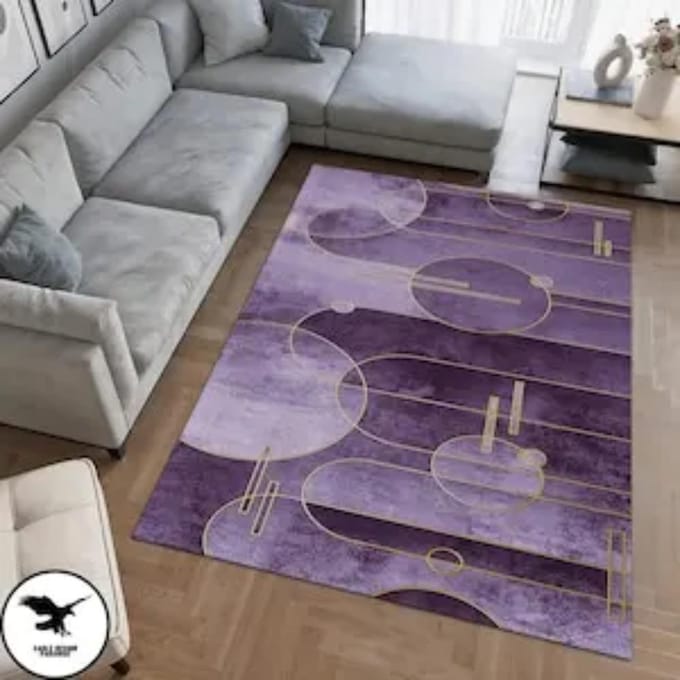 Modern Kleed, Paars Koel, Abstract Kleed 80*120cm