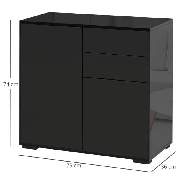 4goodz Ladenkast Buffetkast met 2 Laden 40x105x76 cm - Hoogglans Zwart