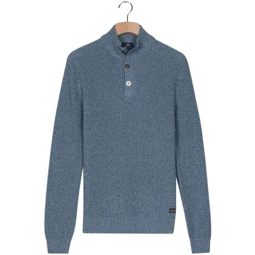 Baileys Trui Half Zip And Buttons Mouliné Rib Structure Soft Blue / male