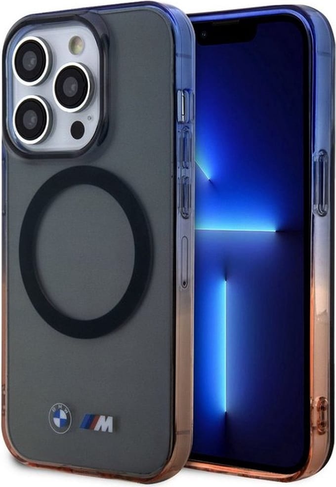 BMW M-Line Gradient Bumper Back Case (MagSafe Compatible) - Geschikt voor Apple iPhone 15 Pro (6.1") - Grijs