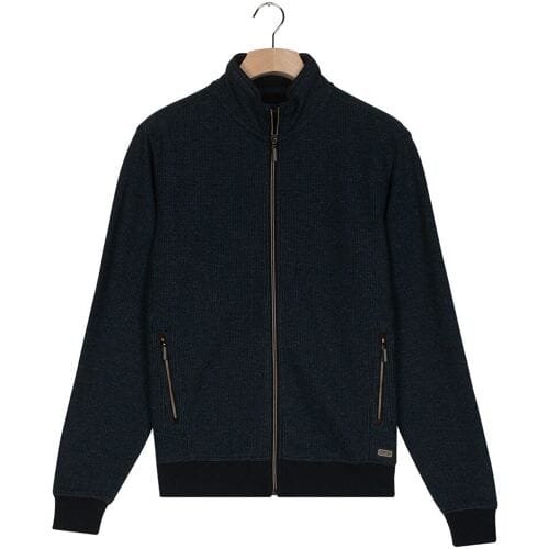 Baileys Vest Sweat Cardigan Zip 2-Tone Jacquard Doubleface Interlock Navy / male