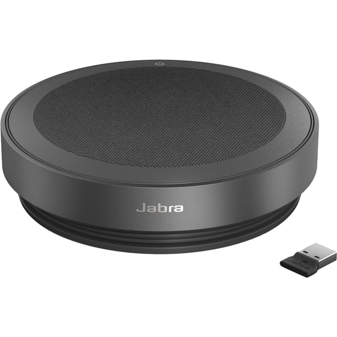 Jabra Speak2 75 UC Speakerphone – Draagbare Conference Speaker – Bluetooth & USB-C/USB-A – Incl. Link 380c Bluetooth-adapter – 32 uur batterij – Donkergrijs