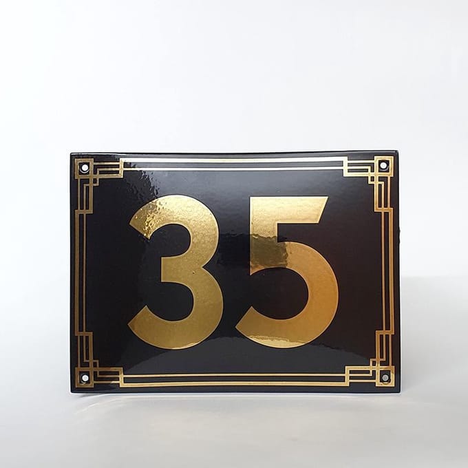 Art deco | jaren ’30 | luxe emaille huisnummer - 35