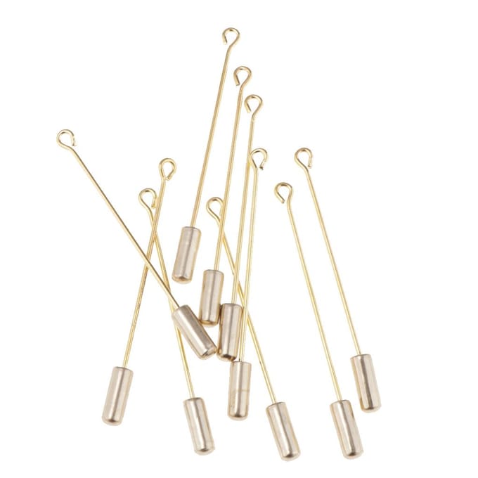 10PC 5cm Cilinder Lijm Op Pad Revers Stok Pin Clutch Boutonniere Pin 5cm goud