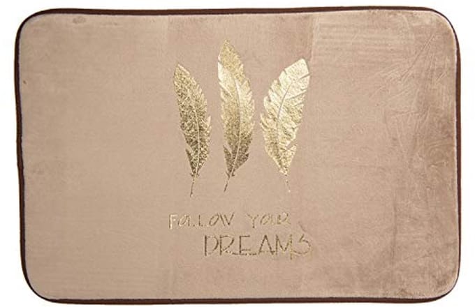 Badmat Beige 60x40 cm - Moderne Rubber en Polyester Douchemat voor Toilet
