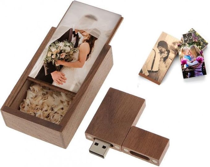 128GB 3.0 Barcelona usb stick en hout doos bedrukken
