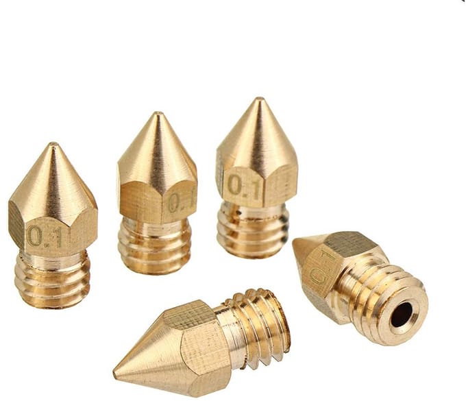 Dailygoods- Extruder Mondstuk 5 Stuks - Koper - Mk8 - 1,75 mm
