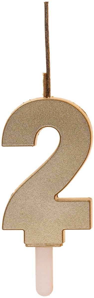 Cijferkaars 2 - Goud - DUO (2 type kaarsjes) - 0-9