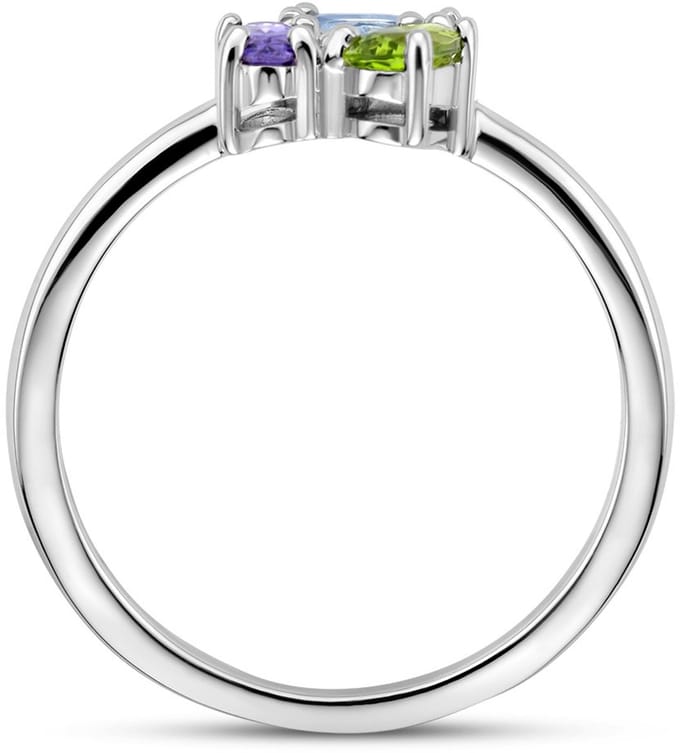 Gerhodineerd Zilver Ring Met Zirkonia En Synth. Edelstenen 1336577