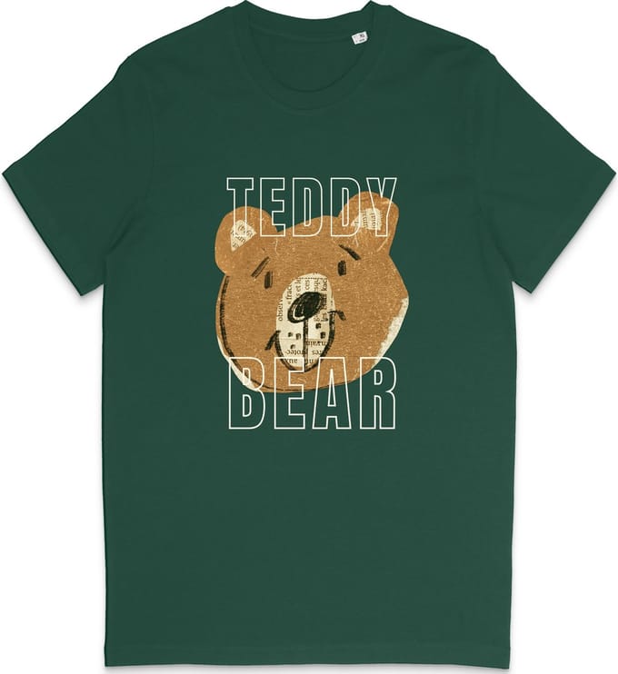T Shirt Dames Heren - Grappige Teddy Beer Print Opdruk - Groen - M