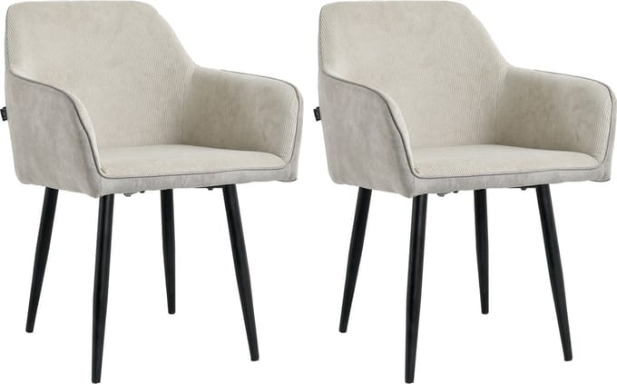 Lina® Tony Eetkamerstoel - Licht Grijs- Set van 2 - Ribstof