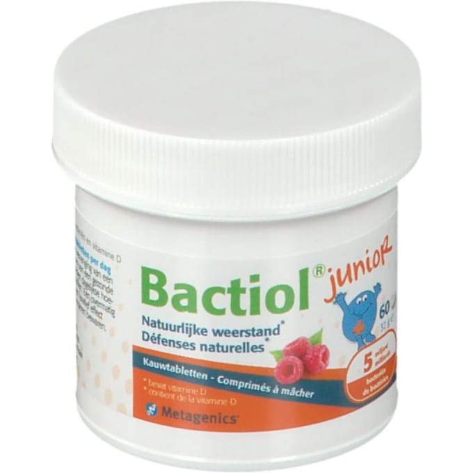 Bactiol Junior - 60 kauwtabletten - biotica supplement - frambozensmaak - ondersteunt het immuunsysteem
