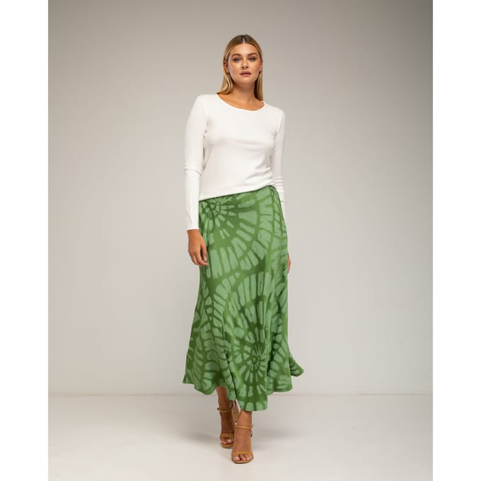 Midi rok van zijde, geometrische print
