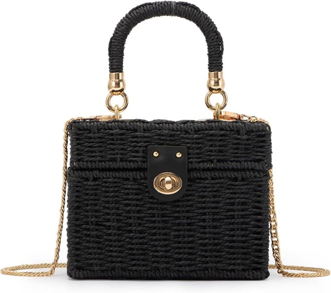 Handgeweven Rieten Handtas voor Dames - Vierkante Strandtas / Schoudertas Boho Stijl