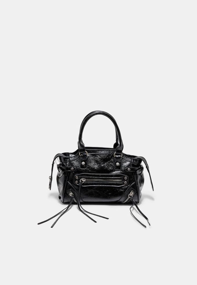 Stradivarius Citytas met studs en ritstrekkers  Zwart OS