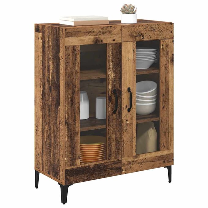 vidaXL - Dressoir - Oud - Hout - 69,5 - x - 34 - x - 90 - cm - Geengineerd - Hout - en - IJzer