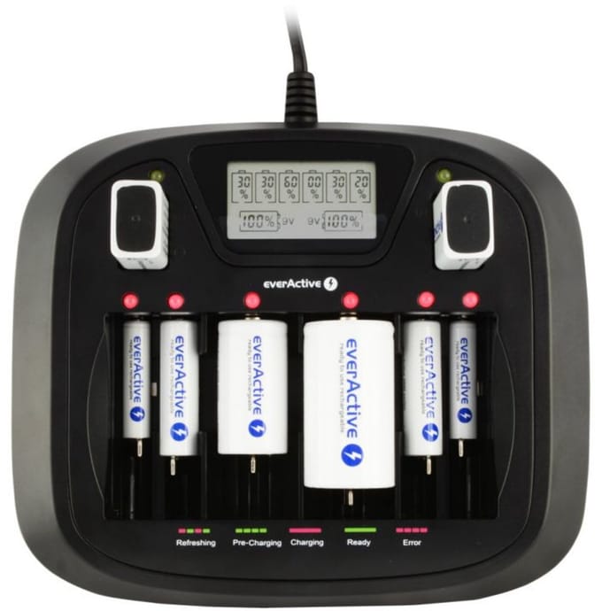 AA AAA C D 9V Professional 8 kanaals lader