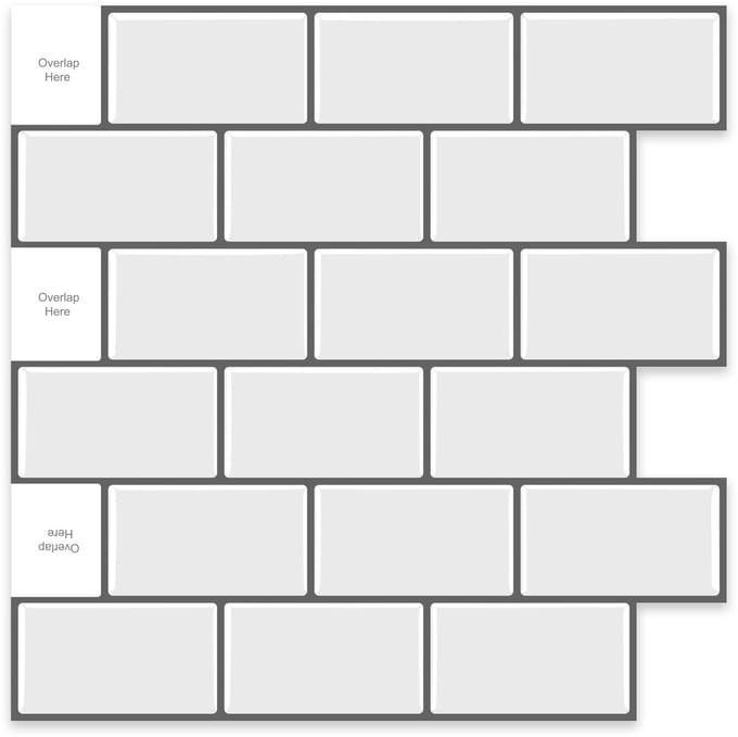 24Supply Plaktegels - 10 Stuks - Glans - Wit - Grijze Voeg - 30.5x30.5cm