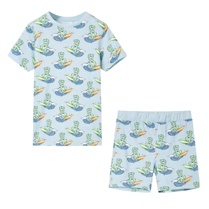 vidaXL - Kinderpyjama - met - korte - mouwen - 104 - lichtblauw
