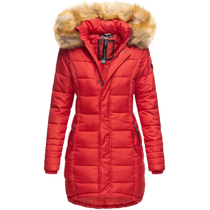 Warm & Comfortabel Navahoo Papaya - Winterjas Dames - Volwassen - Capuchon - Rood - S