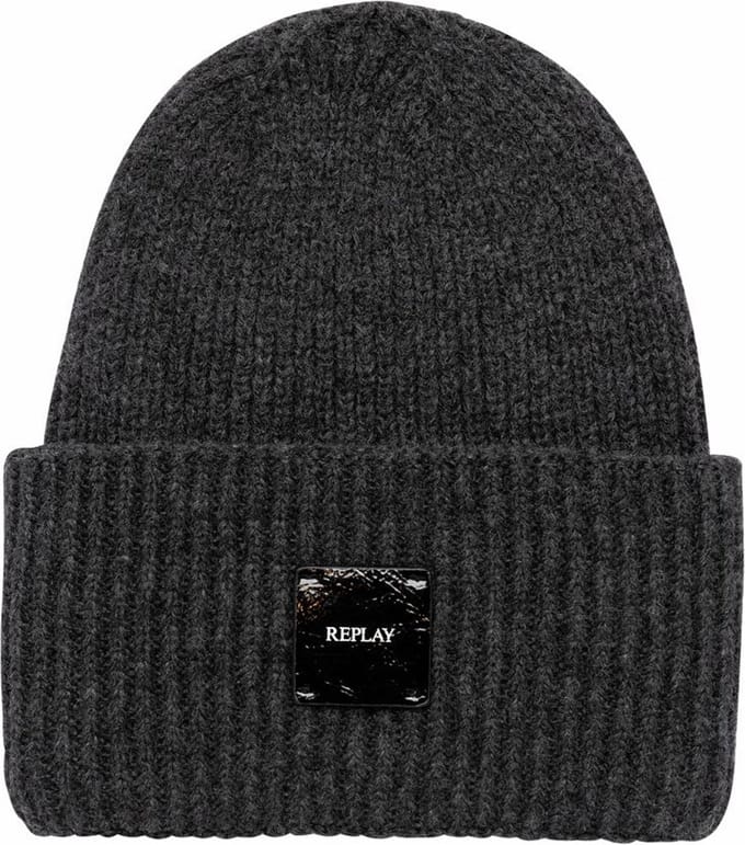 REPLAY muts Beanie Granite Gray donkergrijs