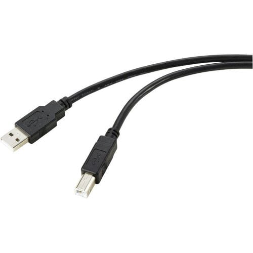 Renkforce RF-5720372 USB-kabel USB 2.0 USB-A stekker, USB-B stekker 20.00 m Zwart Afscherming gevlochten
