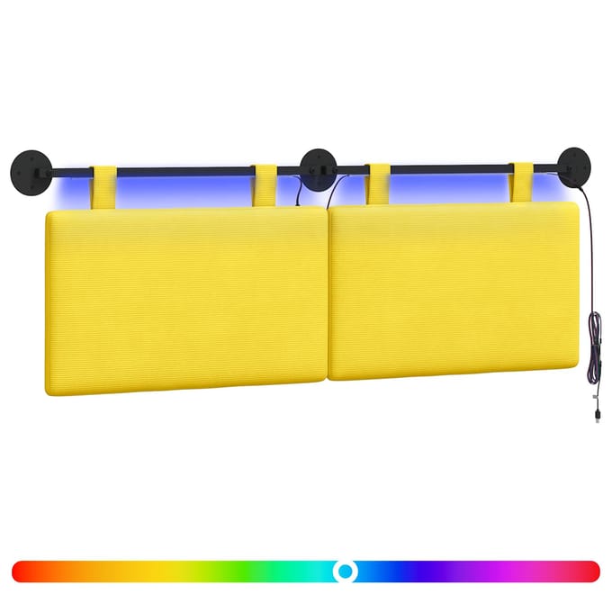 vidaXL - Hangend - hoofdbord - Licht - Geel - Corduroy - stof