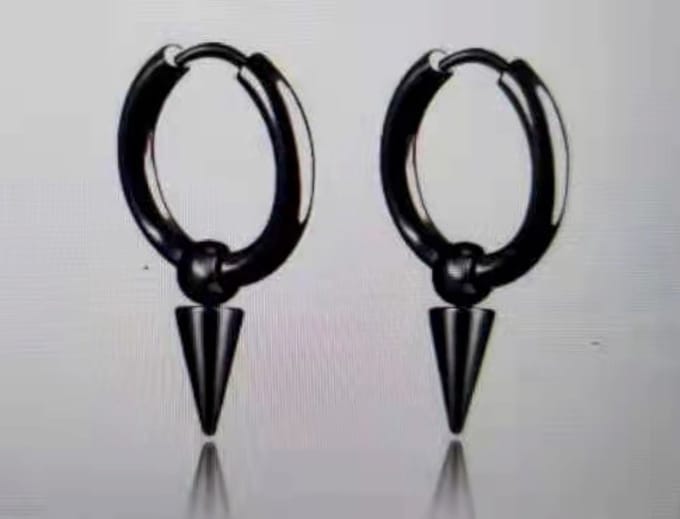 Stoer - Zwarte – RVS - Oorring – Ø 8 mm - puntige - los - hanger