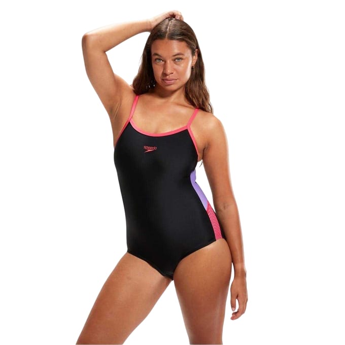 Speedo Dames/Dames Dive Muscleback ééndelig zwempak (Zwart/Lila)
