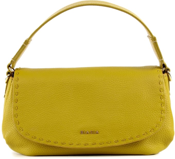 BIASIA Leren schoudertas Path Flap Bag Avocado mosterdgeel