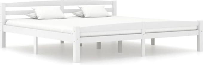 vidaXL - Bedframe - massief - grenenhout - wit - 200x200 - cm