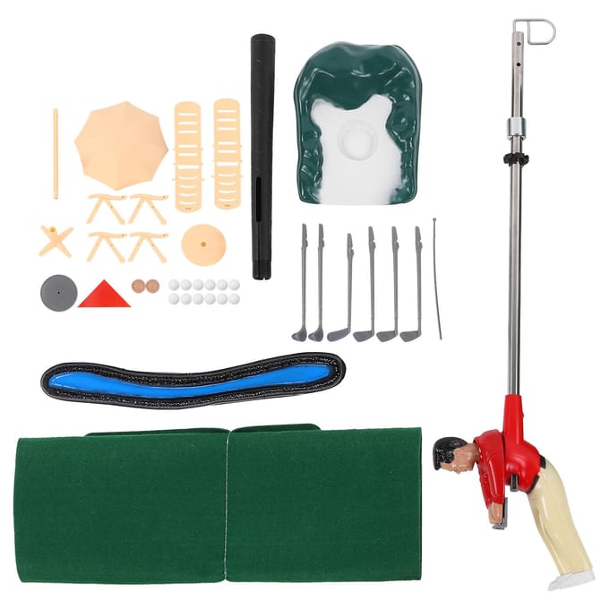 Indoor Mini Golfspel Kit Golfset Speelgoed met Groene Pad Putter Bal Stoelen voor Kinderen black