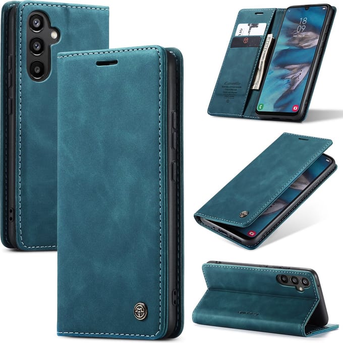 Caseme Retro Backcase hoesje Geschikt Voor Samsung Galaxy A34 - Blauw