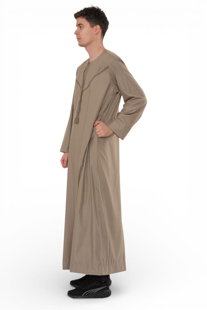 Heren Eid Beige Marokkaanse Thobe Robe Djellaba Ramadan Eid Jubba- HM10
