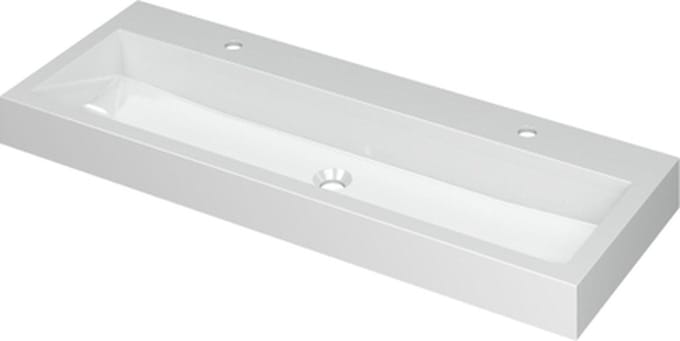 INK Momento wastafel - 120x45x9cm - 1 wasbak - 2 kraangaten - polystone wit glans
