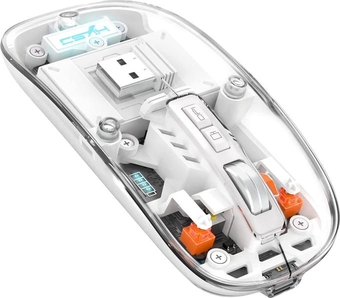 Draadloze Muis voor Laptop en Computer Wit - Bluetooth - Ergonomisch 2.4G - LED Transparant omhulsel - Laptop - Universeel - LED - USB C
