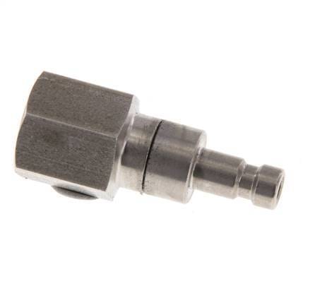 RVS DN 2.7 (Micro) Luchtkoppeling Insteeknippel G 1/8 inch Binnendraad Double Shut-Off - CLP2-F-S-SV-018
