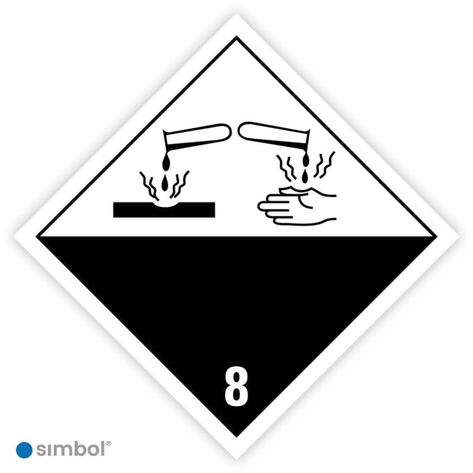Stickers ADR 8.0 Corrosive - Formaat 25 x 25 cm