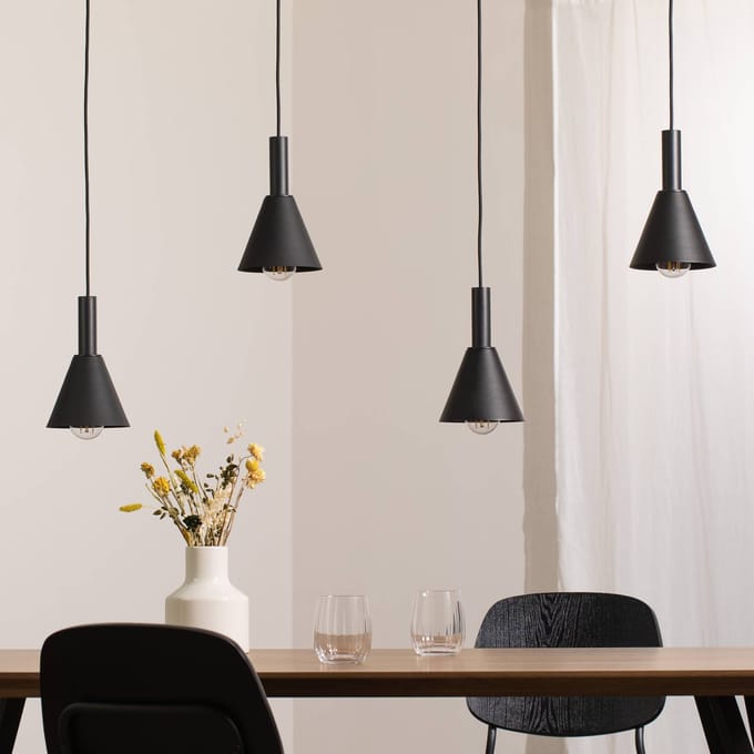 Argon Hanglamp Norte, zwart/goud staal lengte 114 cm, 4-lamps