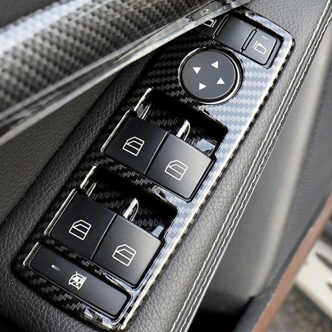 5 stuks Raamschakelaar Knop Sierlijst Cover voor Mercedes Benz A B C E CLA GLA GLK ML GLE Klasse W204 zwart