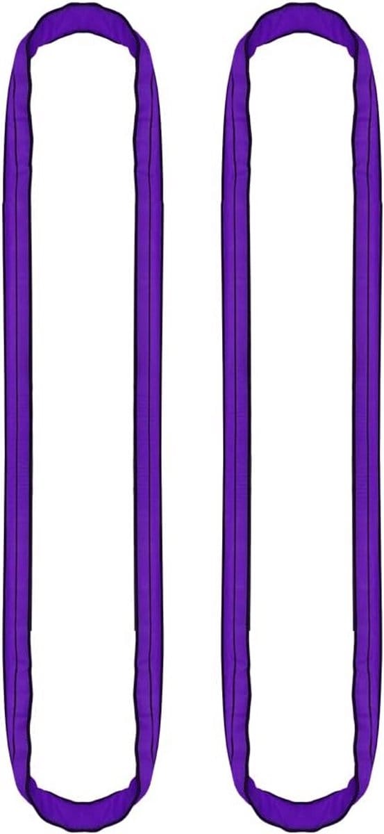 Set van 2 Ronde Sling Kabel 1000 kg Draagvermogen - 3 Meter Lengte - Polyester Heftouw met Extra Slijtagebescherming