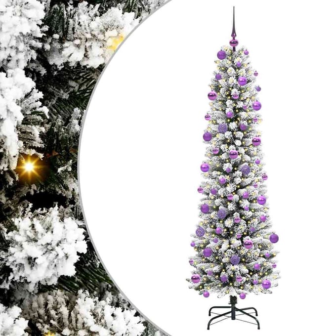 vidaXL - Kunstkerstboom - Wit - 210 - cm - PVC - en - Metaal - en - Plastic