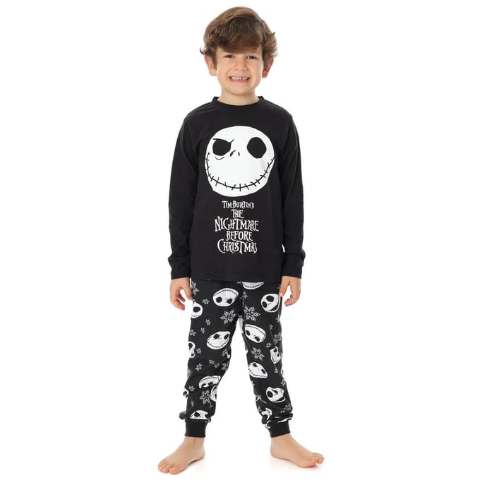 Nightmare Before Christmas jongens Jack Skellington lange pyjamaset 11-12 wit/zwart