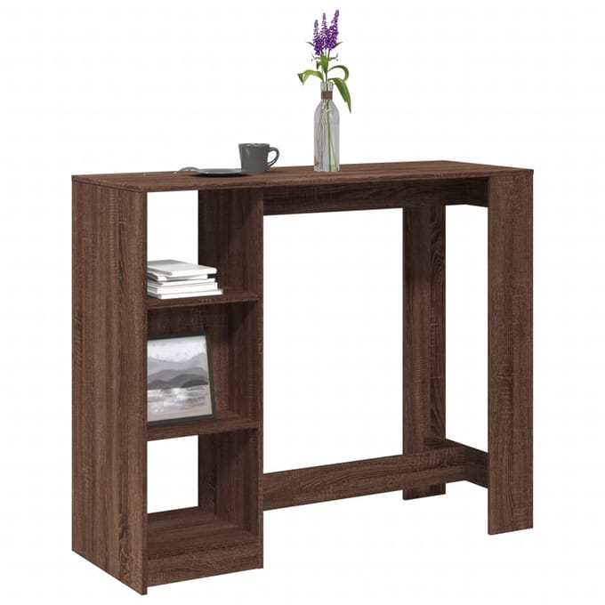 vidaXL - Bartafel - met - schap - 124x46x103,5 - cm - bewerkt - hout - bruin - eiken