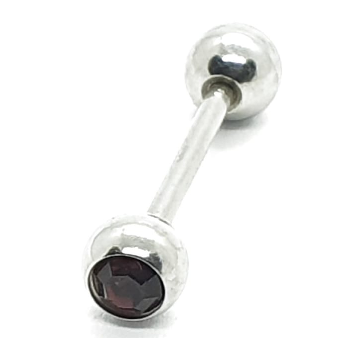 Tong Piercing - Zilver Met Steentjes