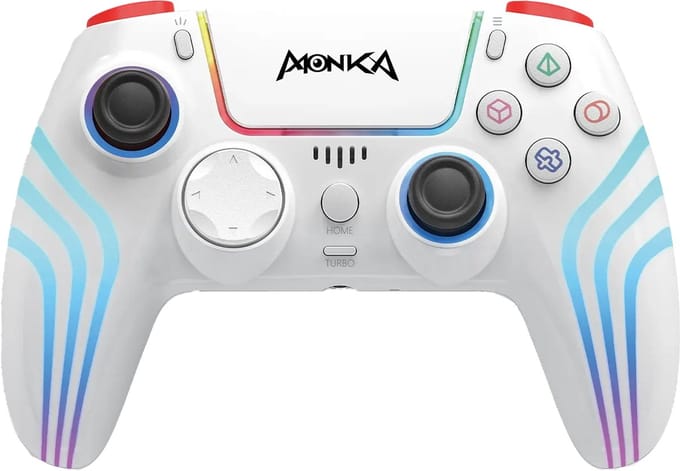 Monka Contra GT‑96 – Draadloze controller compatible met PS4/ PS3/PC/Switch, RGB, Bluetooth/ 2.4 GHz of kabel – Wit
