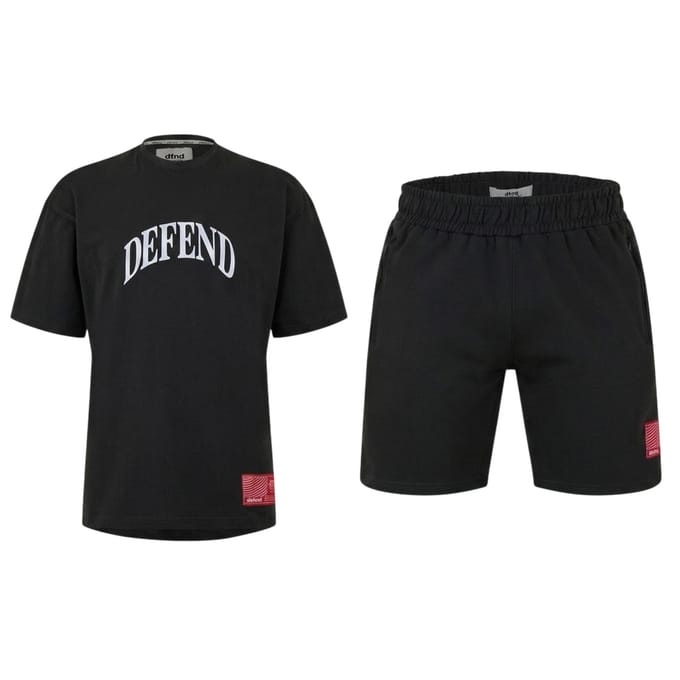 DFND London Heren Defend T-shirt & Shorts Set (Zwart)