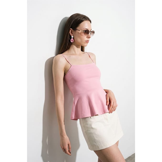 Aansluitende Vierkante Hals Franje Camisole Top