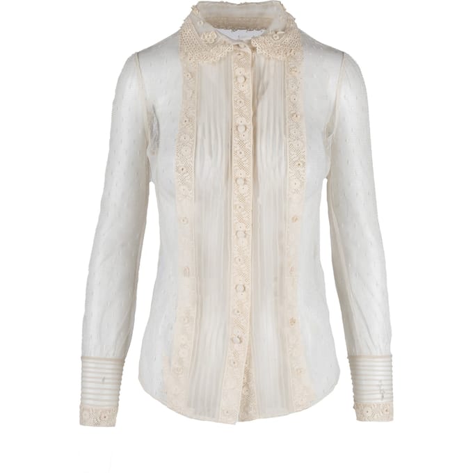 Rode Valentino blouse van doorschijnend kant - jaren 2010