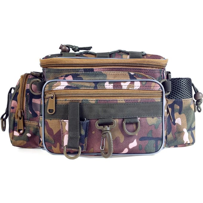 Blusea Sac de pêche portable en plein air à bandoulière simple, sac banane de pêche
